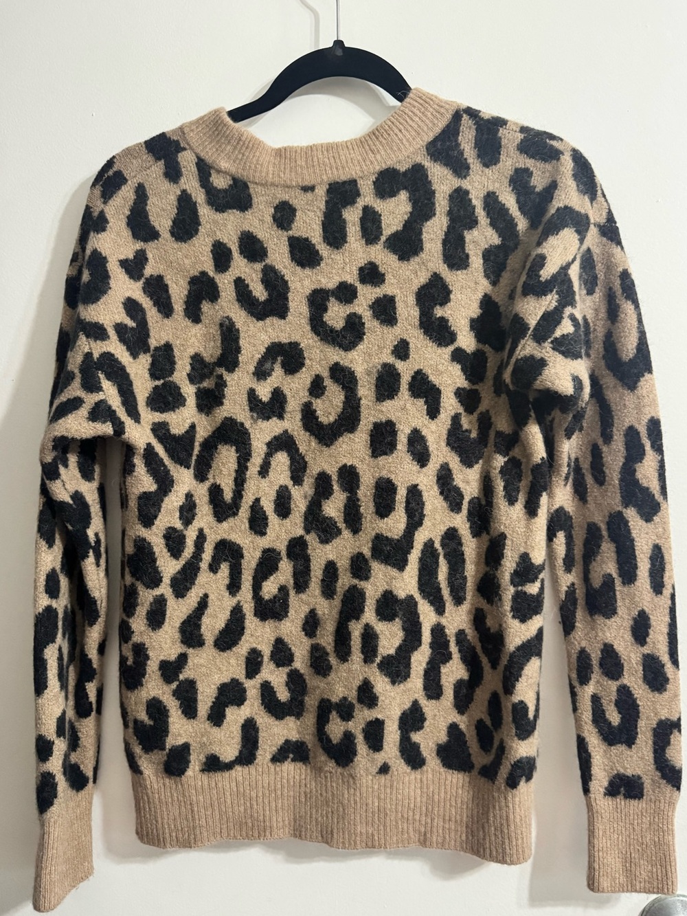 J. Crew Leopard Print Crewneck Sweater - Beige & Black